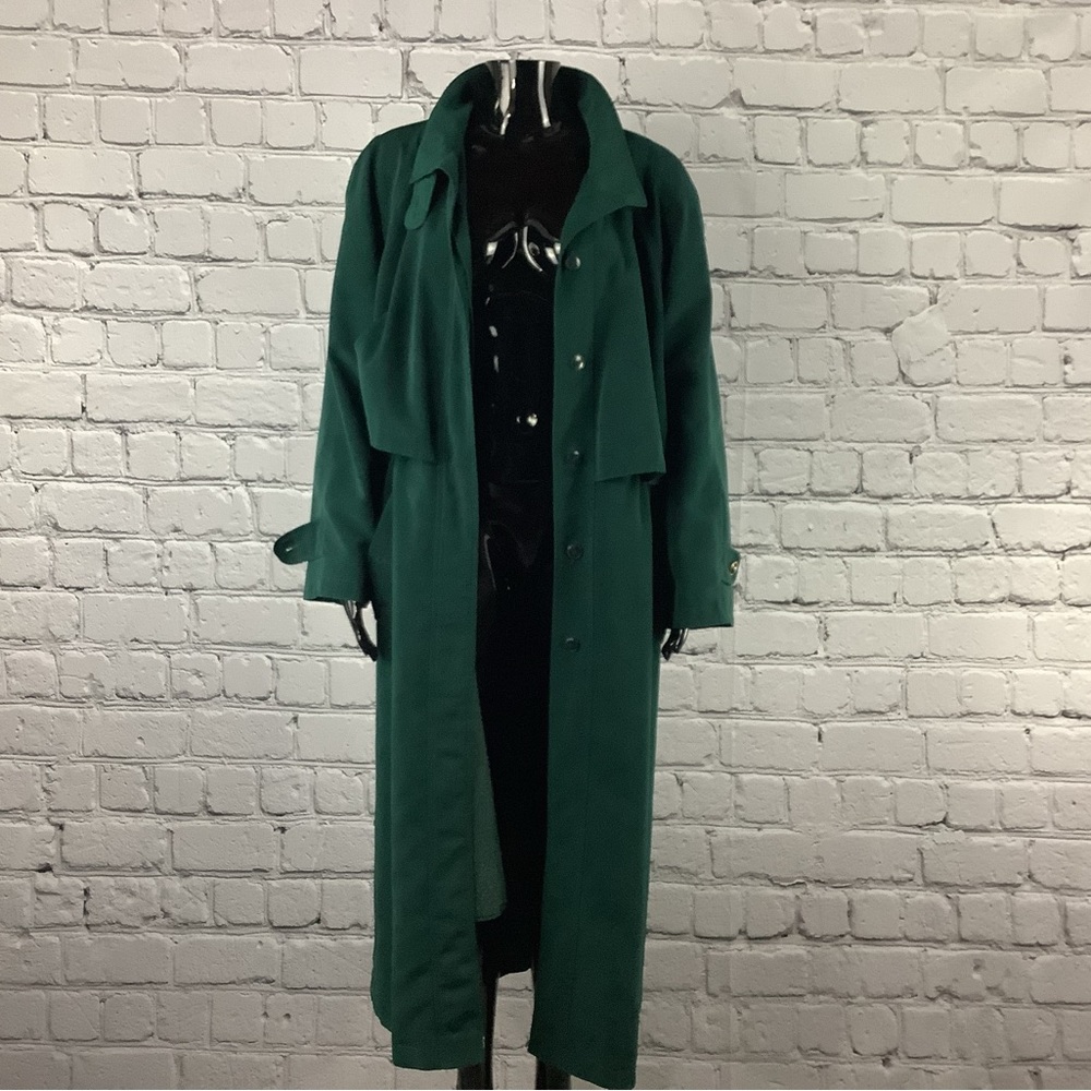 1970’s Vintage Hunter Green Trench Coat by Fleet Street | Size 12